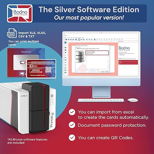 Miniatura 9 de Evolis Primacy - Impresora de tarjetas de identificación de doble cara y paquete completo de suministros con software de identificación Bodno Bronze