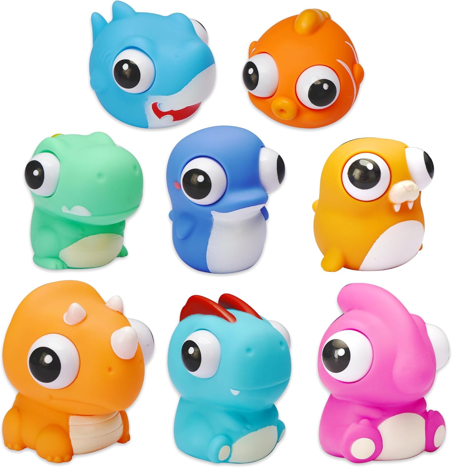 8 Pcs Animal Squeeze Toys with Pop Out Eyes Eye Popping Stress Relief Toy Balls Fun Fidget Gagdets for Kids Birthday Party Favors