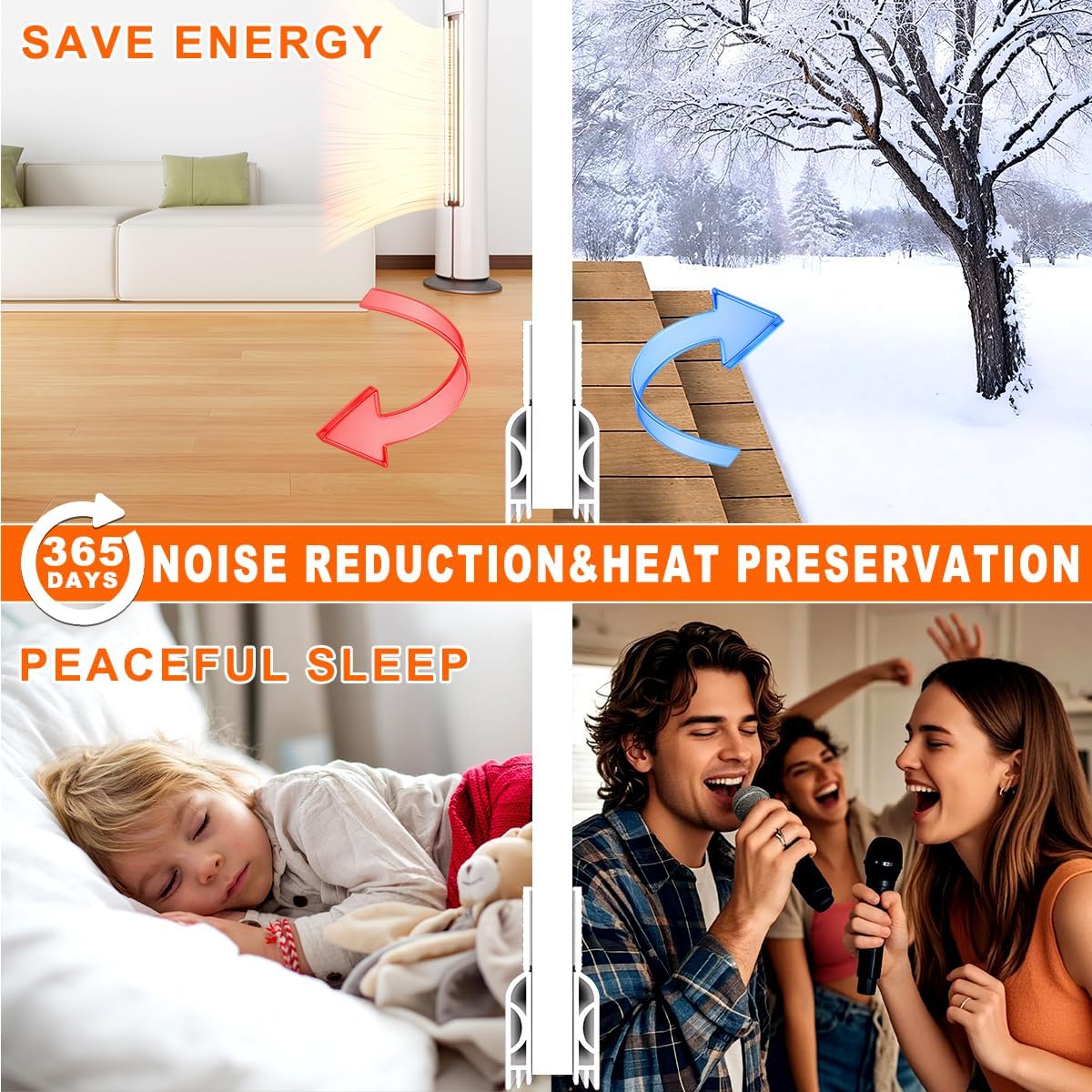5Pack Door Draft Stopper,39" Adjustable Door Sweep Weather Stripping Bottom Seal,Blocks Cold Air, Noise, Dust & Light for Interior & Exterior Doors,Easy Install Draft Blocker Gap Filler