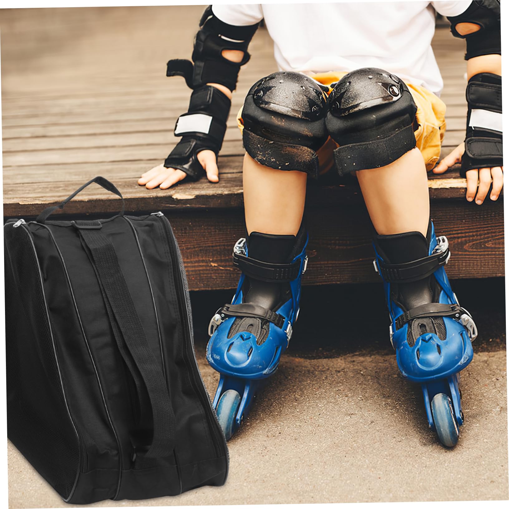2piezas Bolsa De Almacenamiento para Patines De Hielo y Roller Diseño Multi Material Transpirable y Cómodo para Transporte De Patines y Accesorios