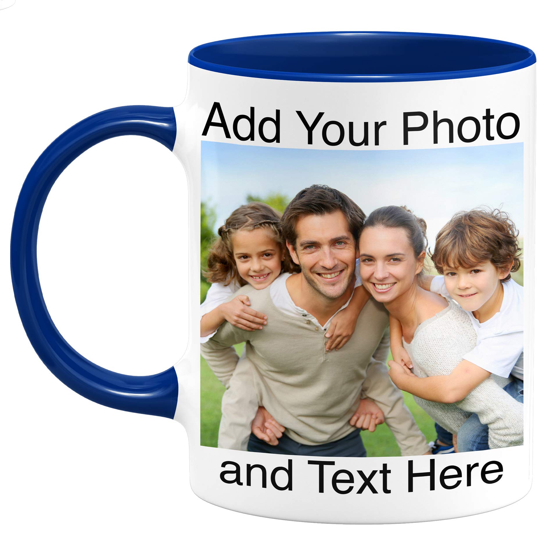 Brd GiftsCustom Photo Coffee Mug - Personalized Ceramic Coffee Mug, 11 oz, Dark Blue, Microwave Safe, Funny, Reusable, Hand Wash Only, BPA Free