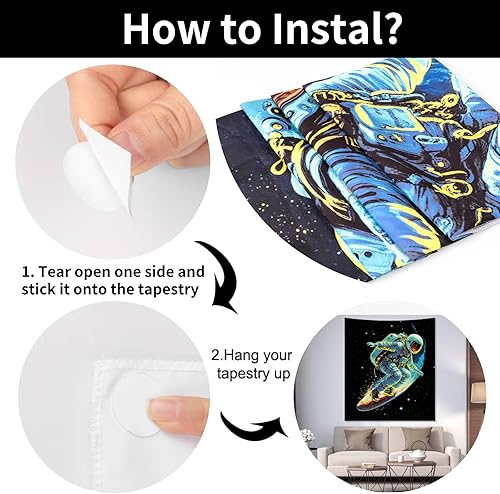 Miniatura 6 de Tapiz decorativo de pared de astronauta con luz negra para dormitorio, hombres y hombres, póster fresco para el espacio exterior, para adolescentes,