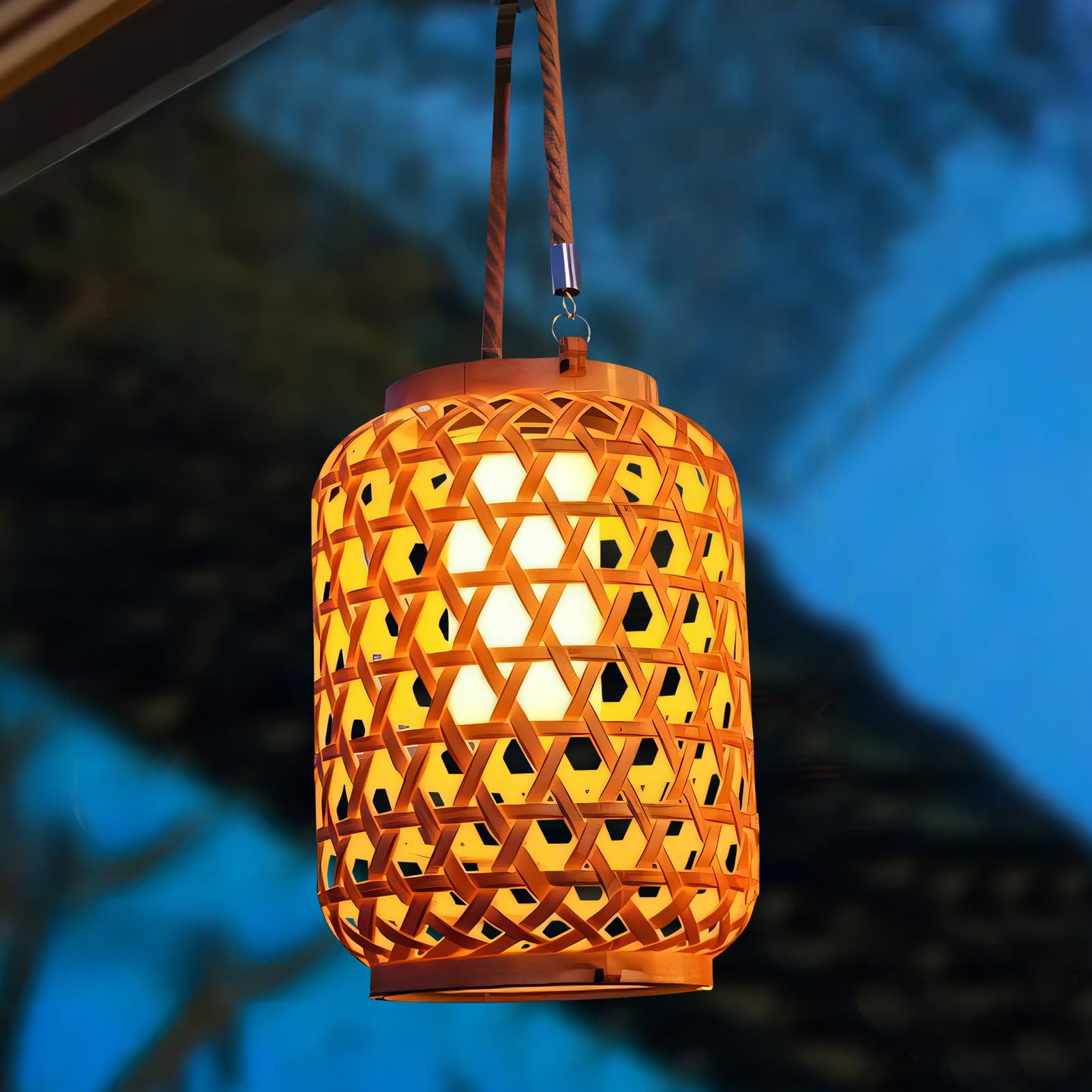 Lanterne Solaire Rotin Birnetek - Style Bohème, Imperméable IP44, Pour Jardin Et Balcon