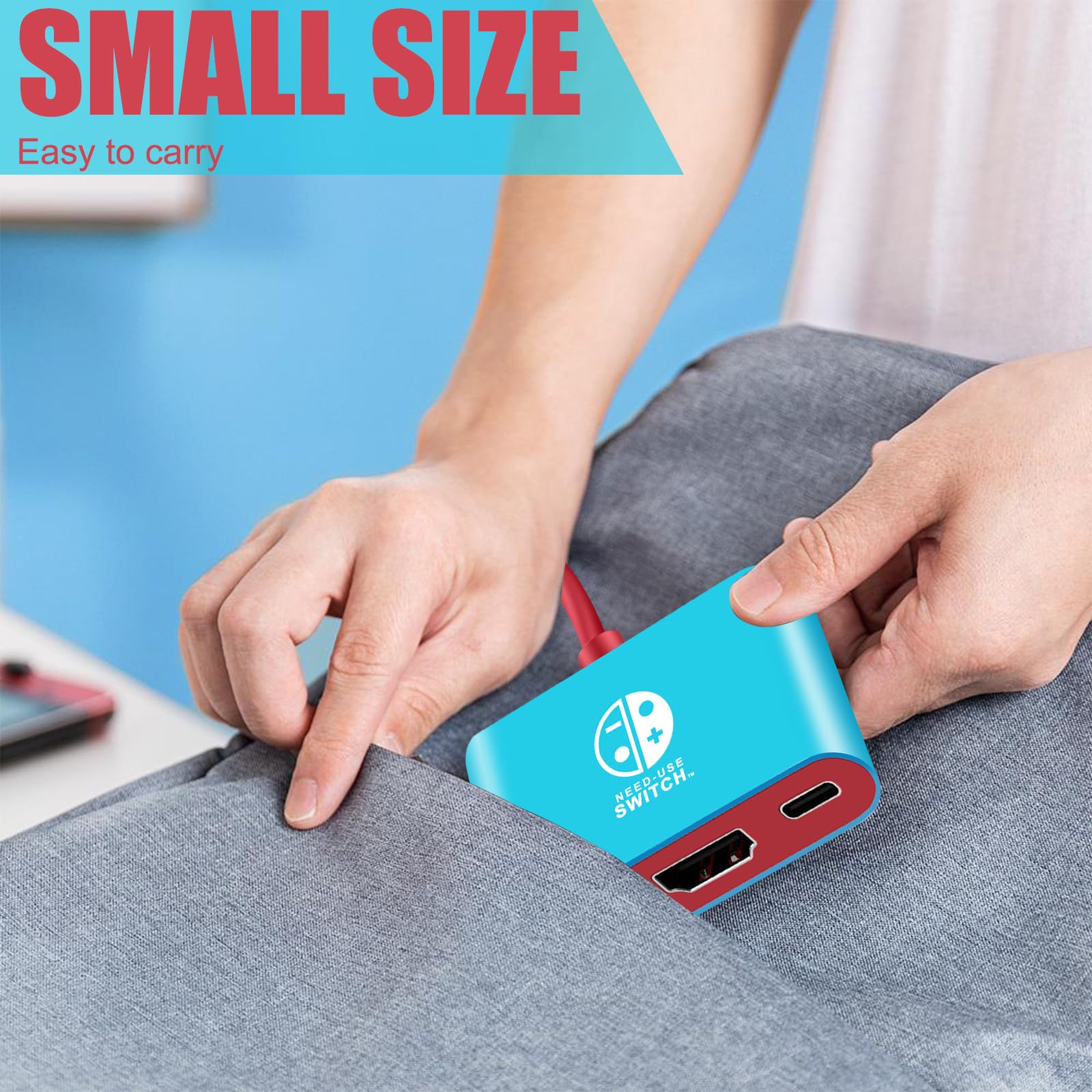 3 en 1 Switch Dock para Switch/Switch OLED, puerto USB 3.0, estación de acoplamiento portátil para Nintendo Switch/Switch OLED, adaptador de TV con HDMI 4K (azul y rojo)