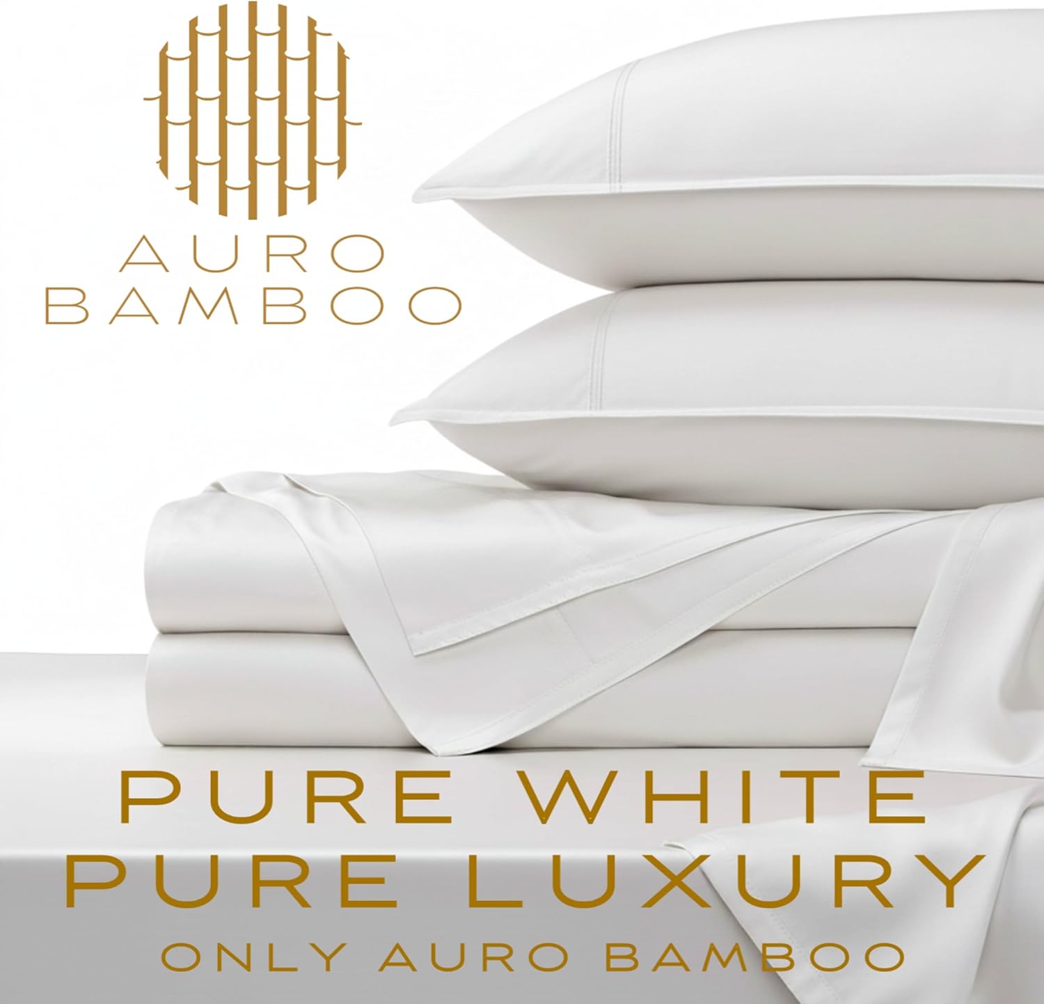 Luxury Bed Sheets – 100% Viscose from Bamboo, Silky Soft Cooling Sheets, Deep Pocket Fitted Sheet, Breathable & Hypoallergenic Bedding Set (White, Queen (U.S. Standard))
