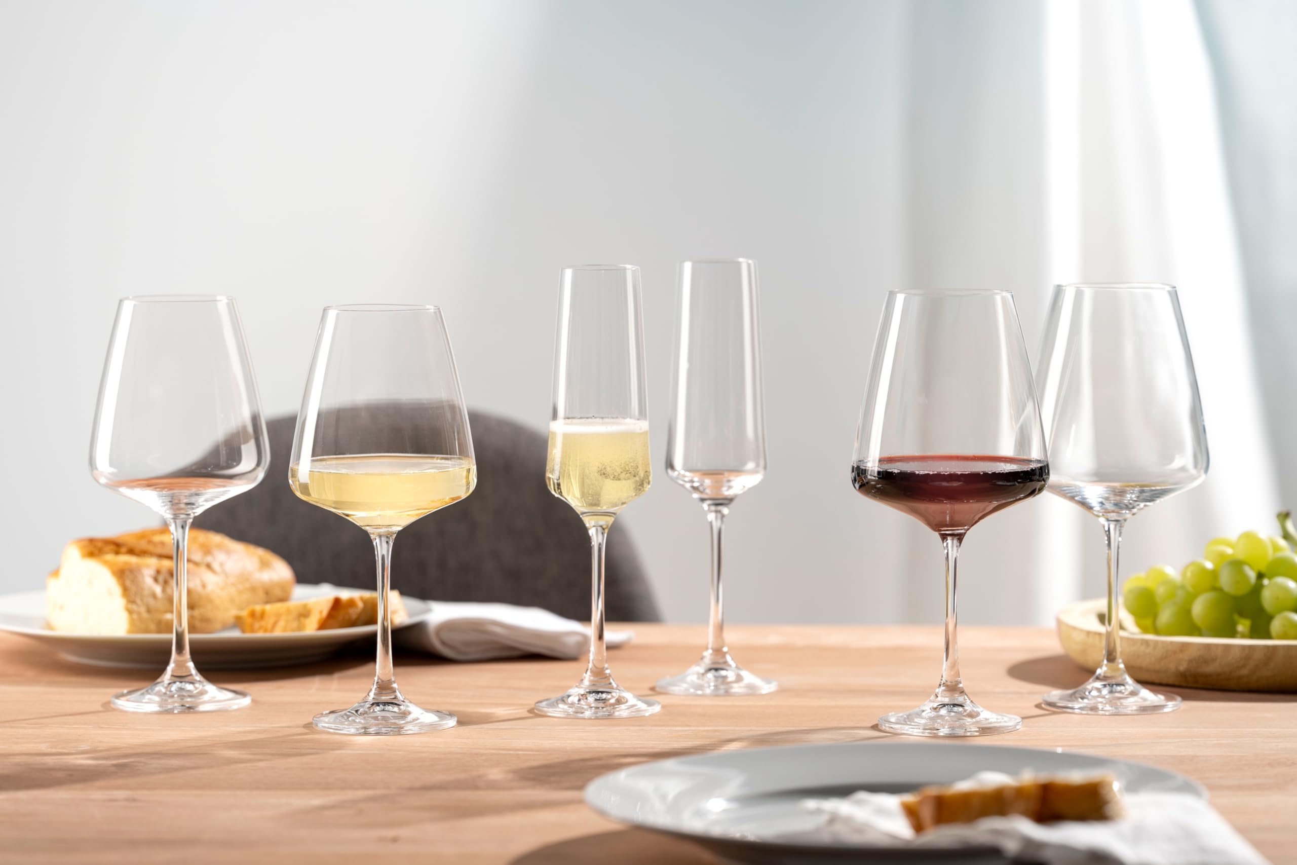 Leonardo Paladino 066313 - Set di 12 bicchieri per vino bianco, vino rosso e spumante, lavabili in lavastoviglie, bicchieri da spumante e vino
