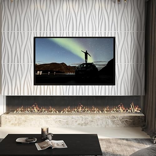 Miniatura 2 de STICKGOO Paneles de pared ondulados para decoración de pared interior, paneles de pared 3D blancos, paneles de pared decorativos de pared 3D