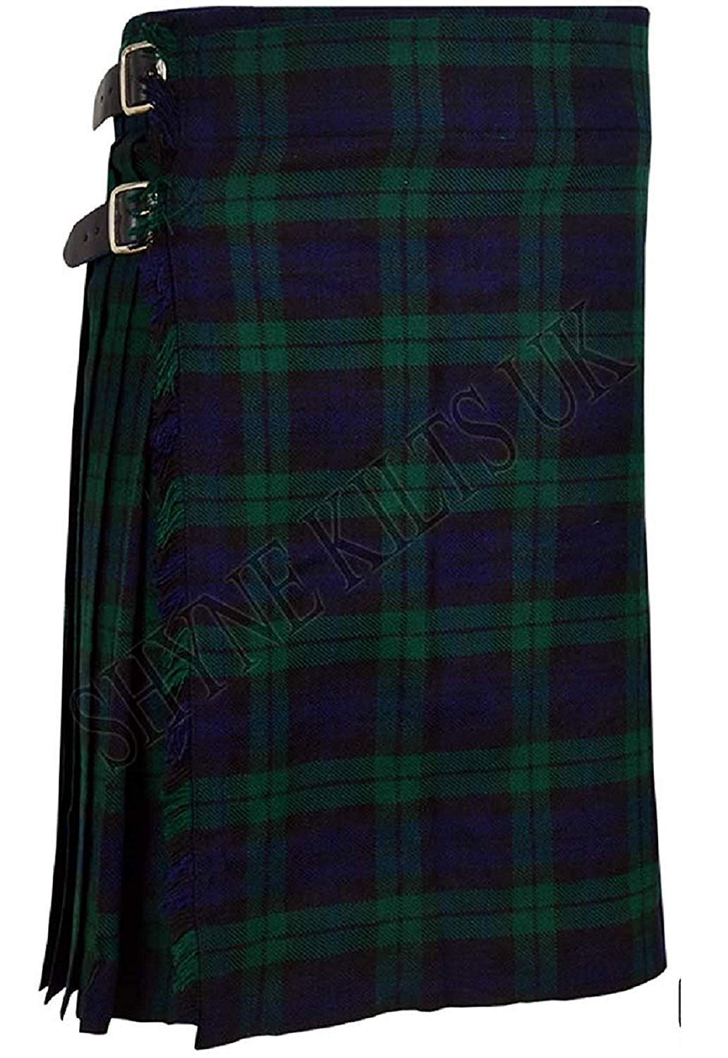 Shyne Kilts U.k Men's Black 8 Yard Kilts Scottish Kilts 16Oz, Casual Kilt - Plain (34")
