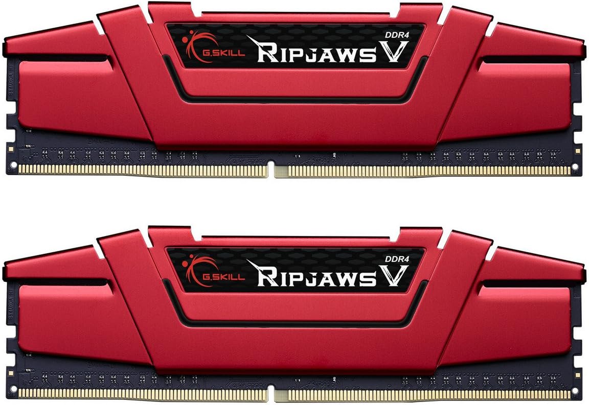 RipjawsV Serie DDR4 RAM (XMP) 16 GB (2x8 GB) 3200 MT/s CL16-18-18-38 1.35V Intel AMD Desktop Computer Memory U-DIMM - Rojo (F4-3200C16D-16GVRB)