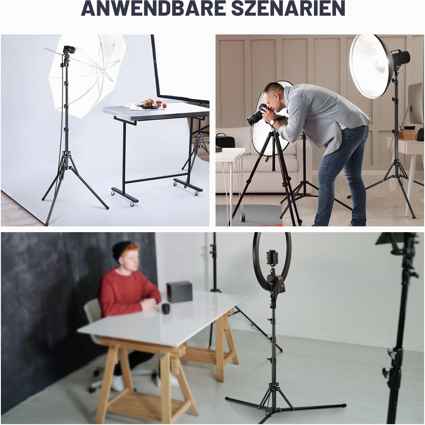Neewer Stativ aus Metall mit umkehrbaren Beinen 180° und Tasche, 178 cm, tragbares Stativ mit Schraube 1/4 Zoll 5/8 Zoll für Innen- und Außenfotografie Speedlite Strobo Ring Light Softbox, ST178R