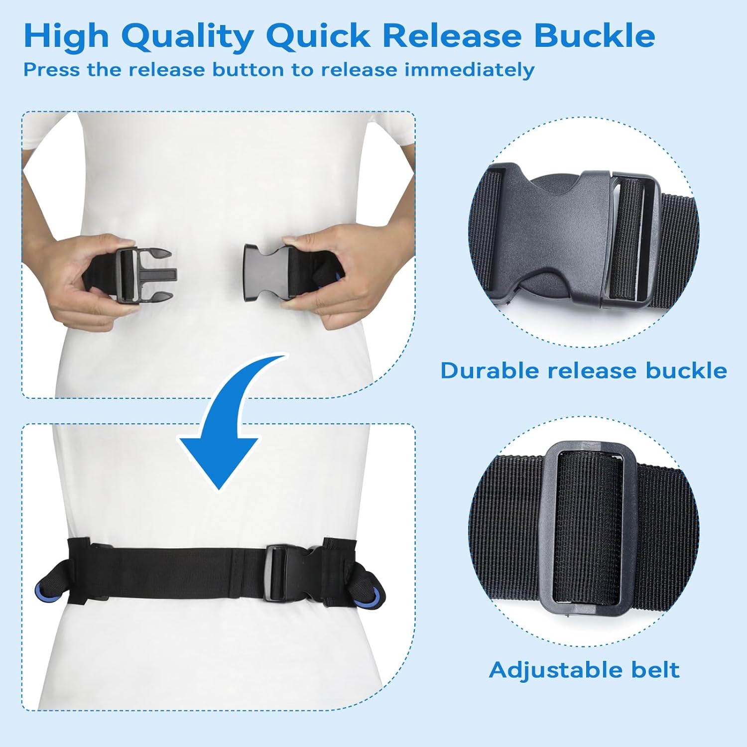 Gait Belt for Seniors, Transfer Belt with 3 Handles, Safety Gate Belt Medical for Elderly Physical Therapy Lift Belt with Quick Release Buckle Standing Aids & Support for Patient Handicap Patient Care