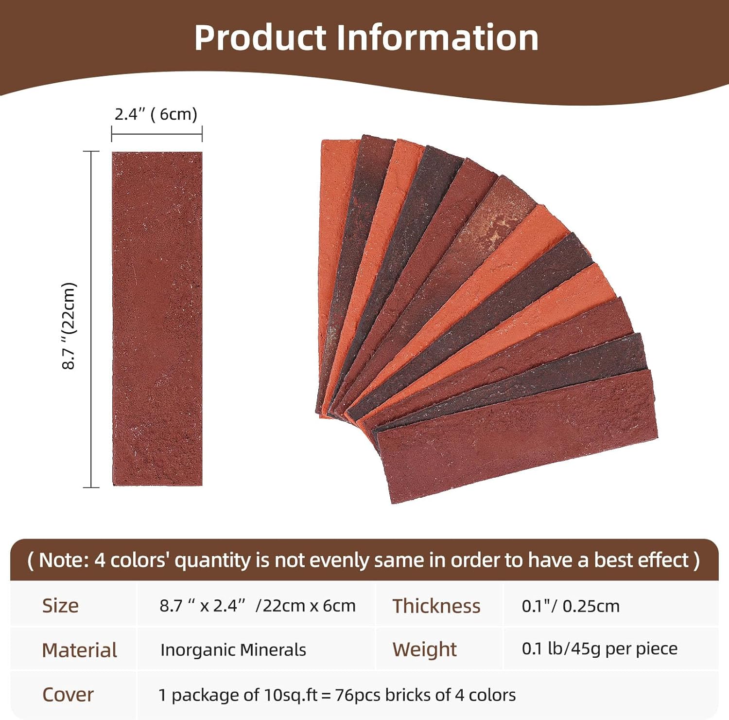 76pcs red thin brick veneers, curlable red brick tiles, diy accent walls for kitchen backsplash, fireplace, living room, 10 sq. ft more red