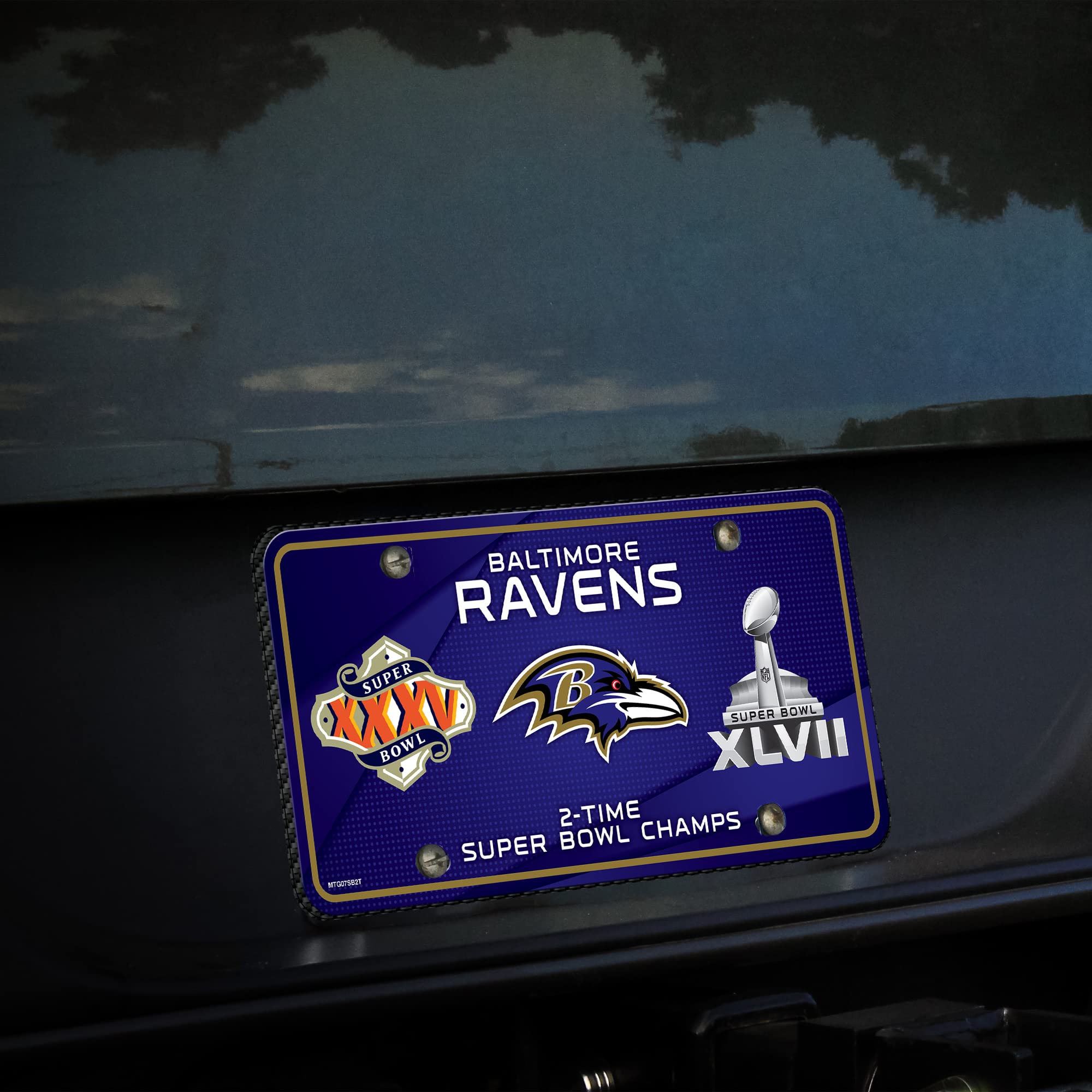Rico Industries NFL Baltimore Ravens 2 x Super Bowl Champions Metall Auto Tag 21,6 x 27,9 cm – ideal für LKW, Auto, SUV