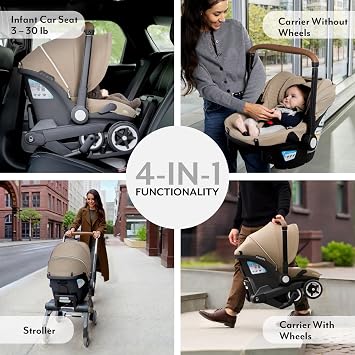 Evenflo Shyft DualRide Infant Car Seat Stroller Combo w Carryall Storage and Green & Gentle Fabric (Agate)