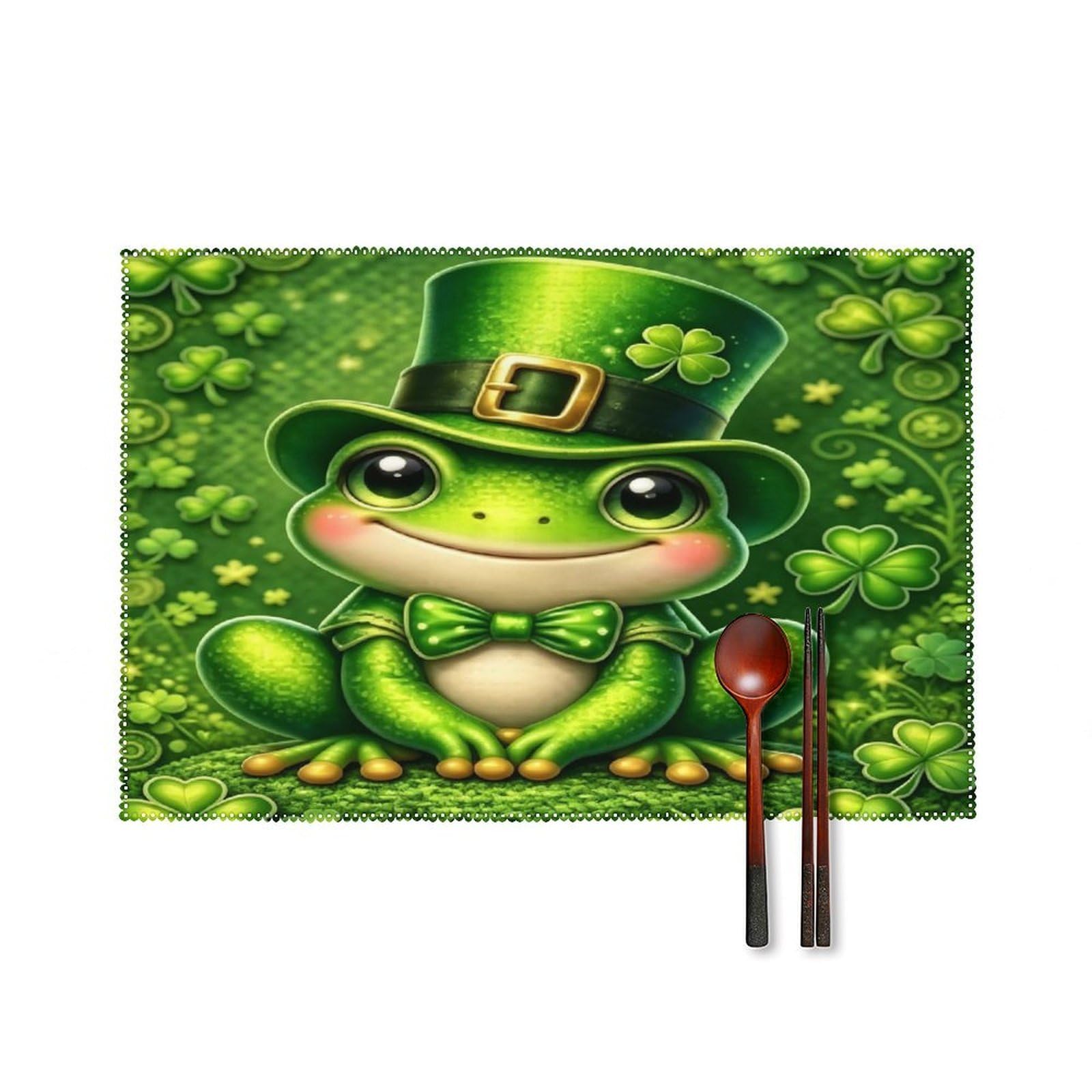 Fekiloot Style Green Frog Placemats Set Of 6,Table Mat