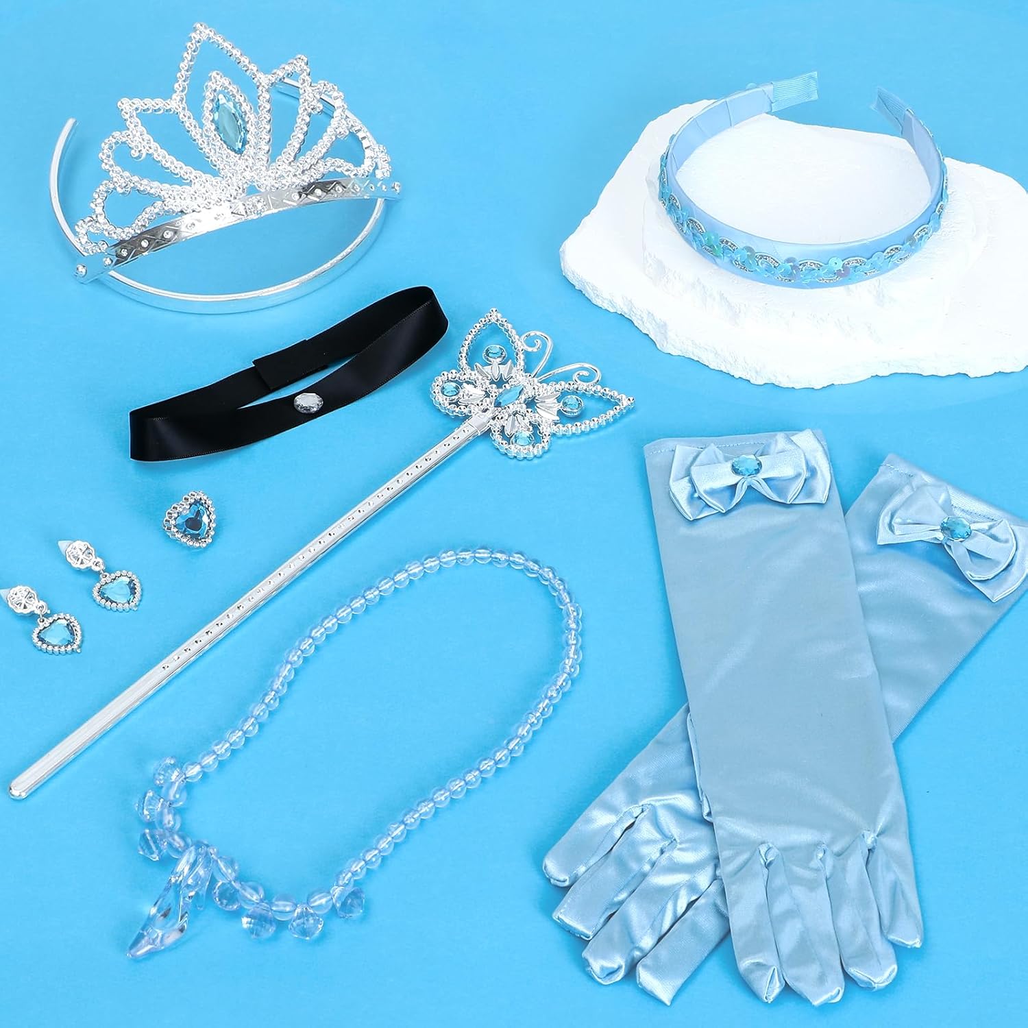 G.C Light Up Princess Costume Dress for Girls Kids Princess Dress Up Clothes Crown Wand Necklace Gloves Halloween Cosplay