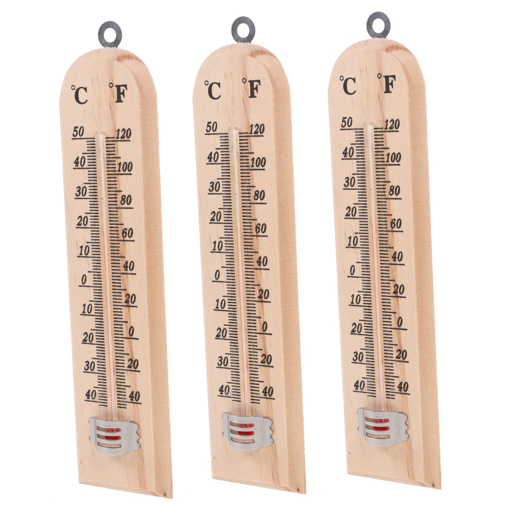 Termómetro de Pared de Madera Khaki, 3 Piezas para Interior y Exterior