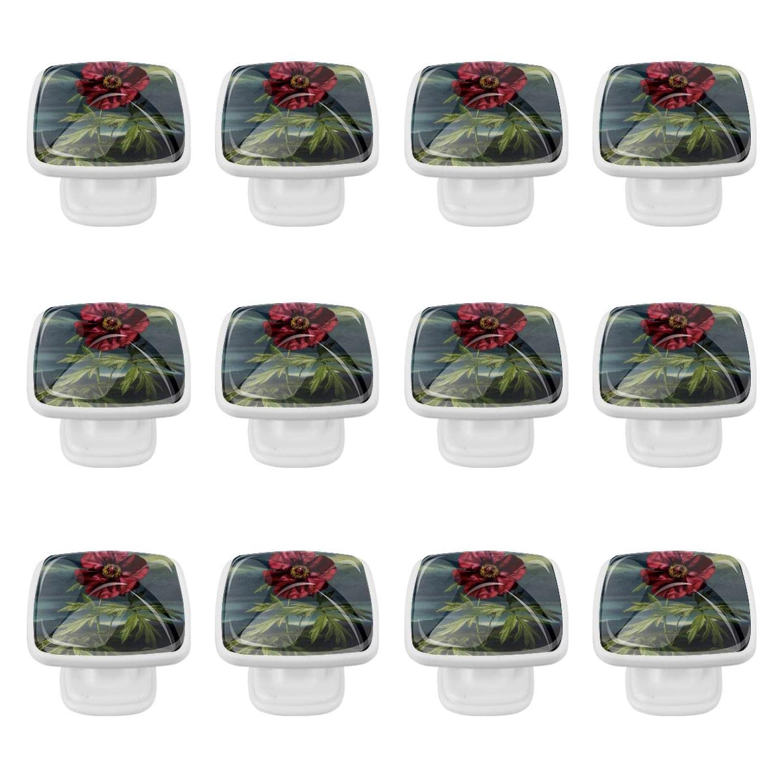 Boutons de meubles de cuisine ergonomiques fleur pourpre lot de 12 poignées à visser