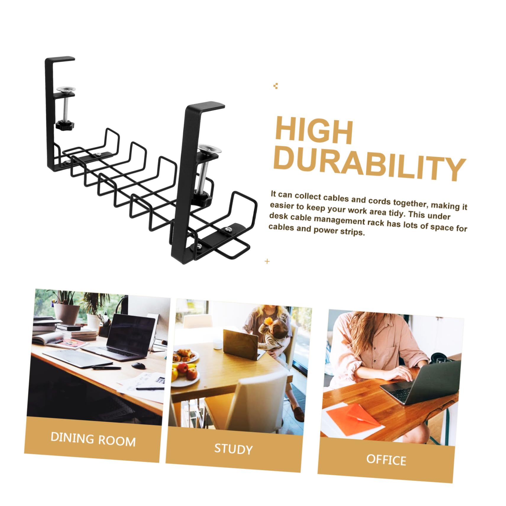 GALPADA Organizador de Cables Metálico para Escritorio Cesta Colgante para Ordenación bajo Mesa Resistente y Fácil Instalación Oficina y Hogar