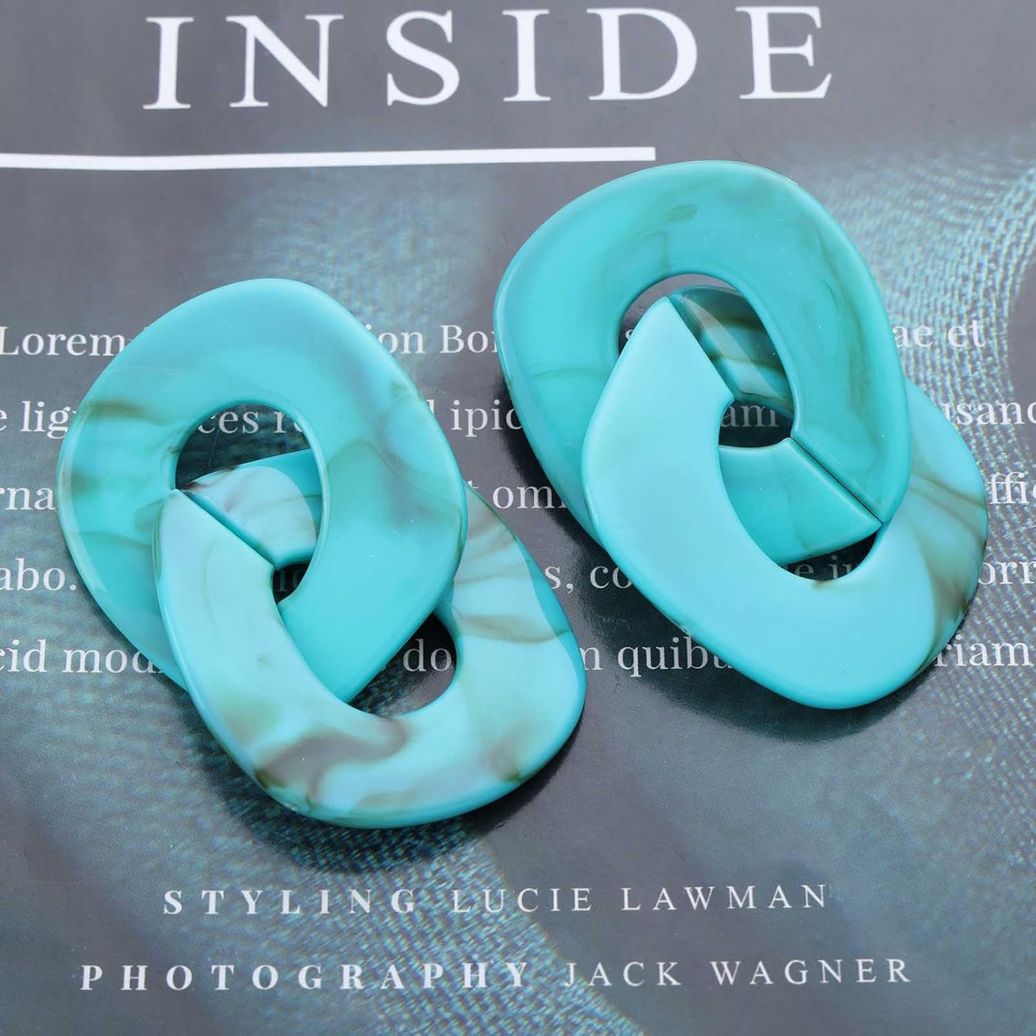 Bohemian Acrylic Dangle Drop Earrings Large Acrylic Chain Earrings Green Acetate Earrings Resin Mottlied Earrings Acrylic Geometric Earrings Jewelry for Women - Image 4