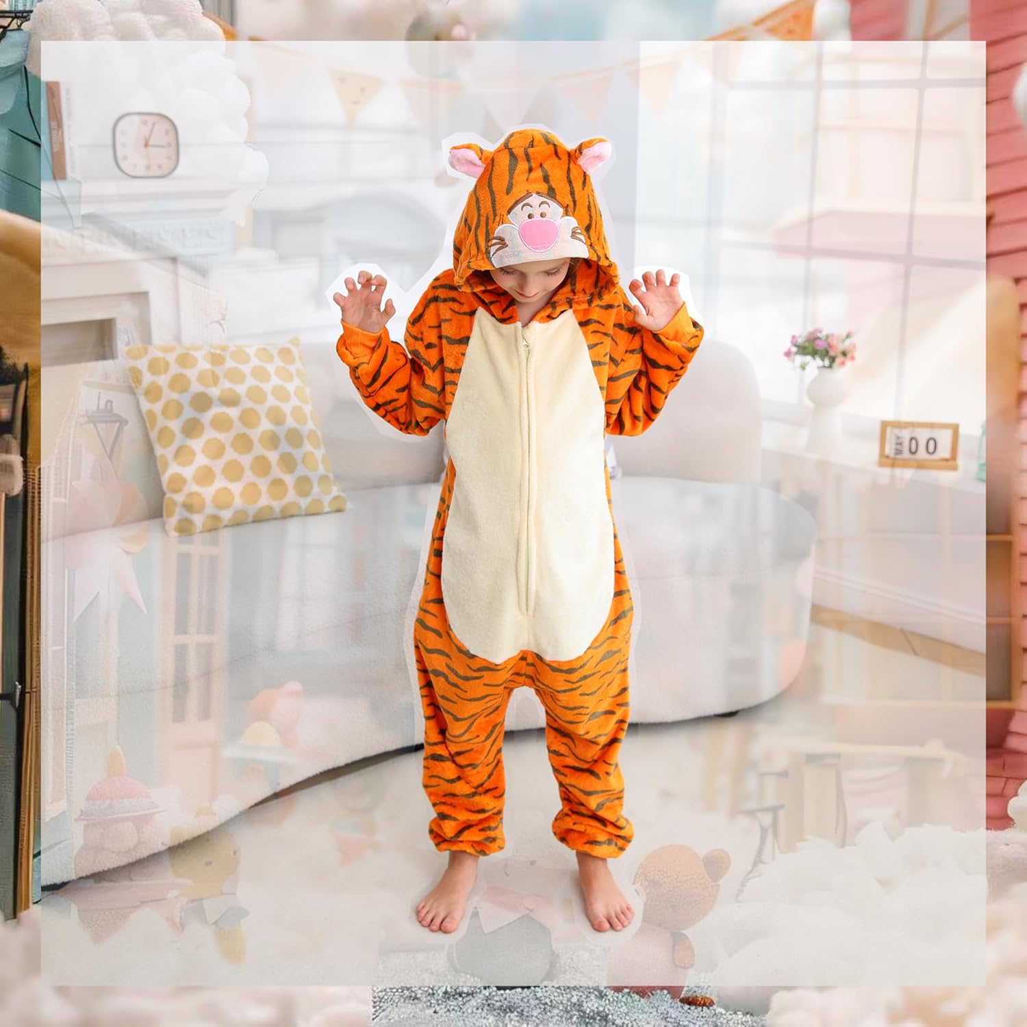 Unisex Children Animal Onesie Pajamas, Kids Flannel Halloween Costume Christmas Pajamas For Girls and Boys 4-13Y - Image 3
