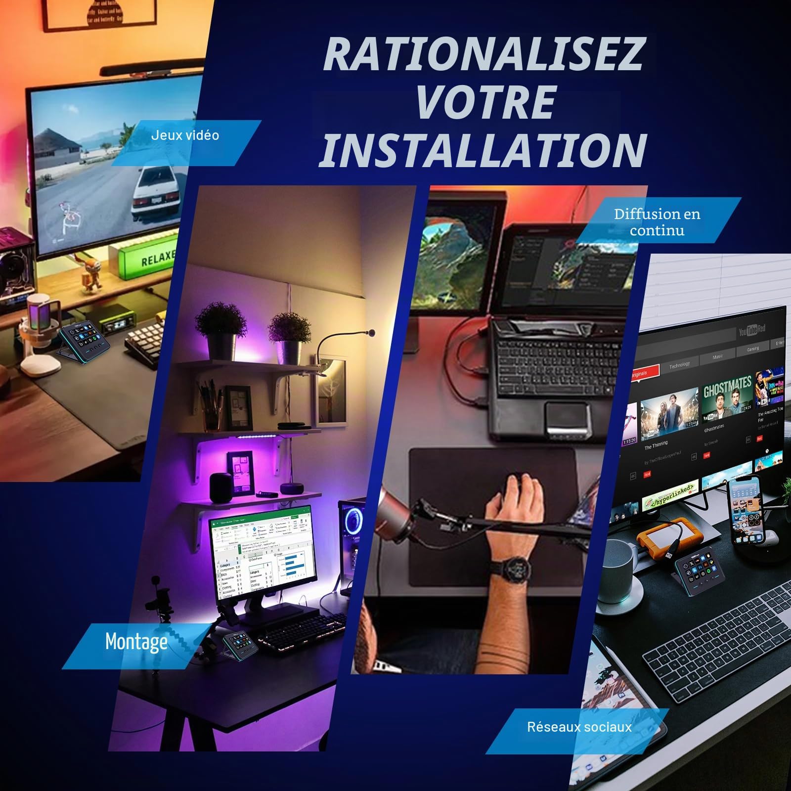 Clavier Numérique, Contrôleur de Flux 18 touches programmables, Pad Visuel AI USB pour OBS, YouTube, Bureau, Ordinateur