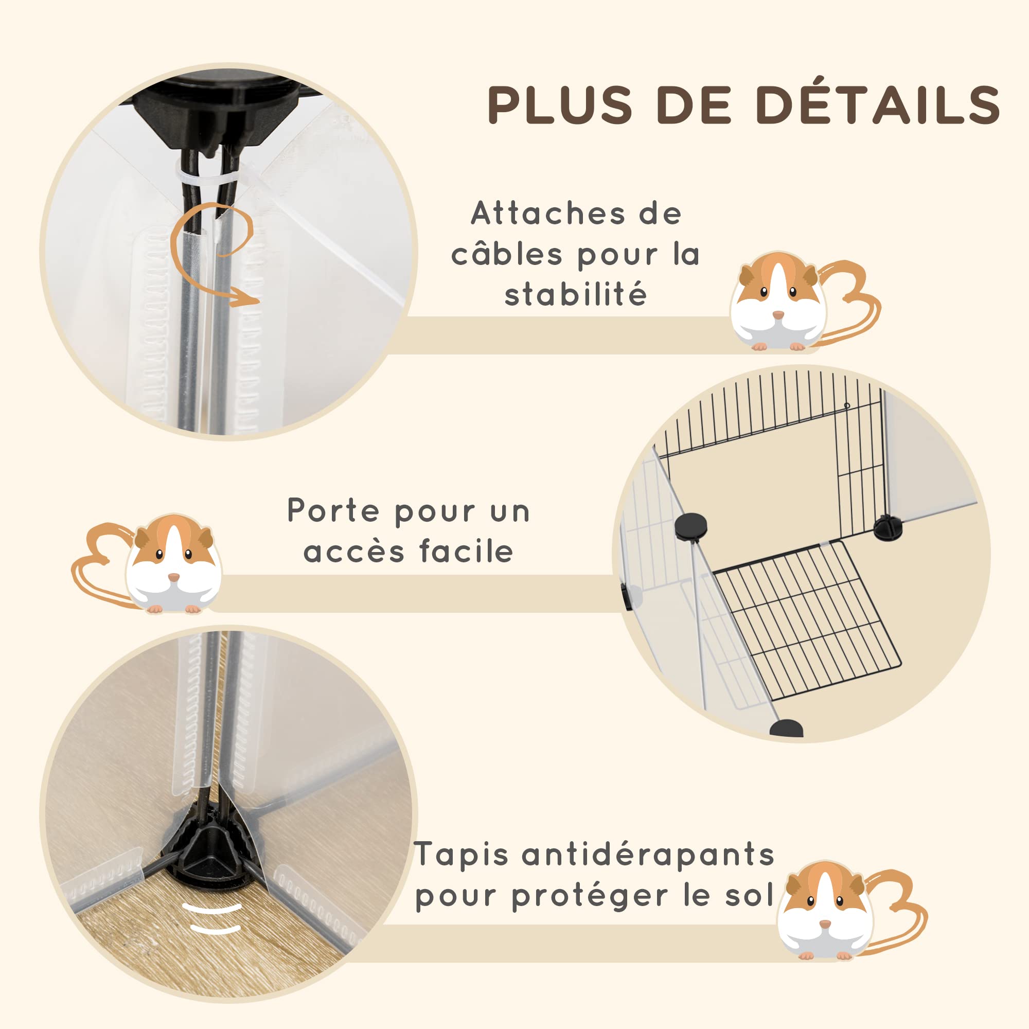 PawHut Enclos Parc modulable pour Petits Animaux 20 Panneaux pour Lapin, Hamster, Chiot, Cochon 175 x 70 x 45 cm Blanc