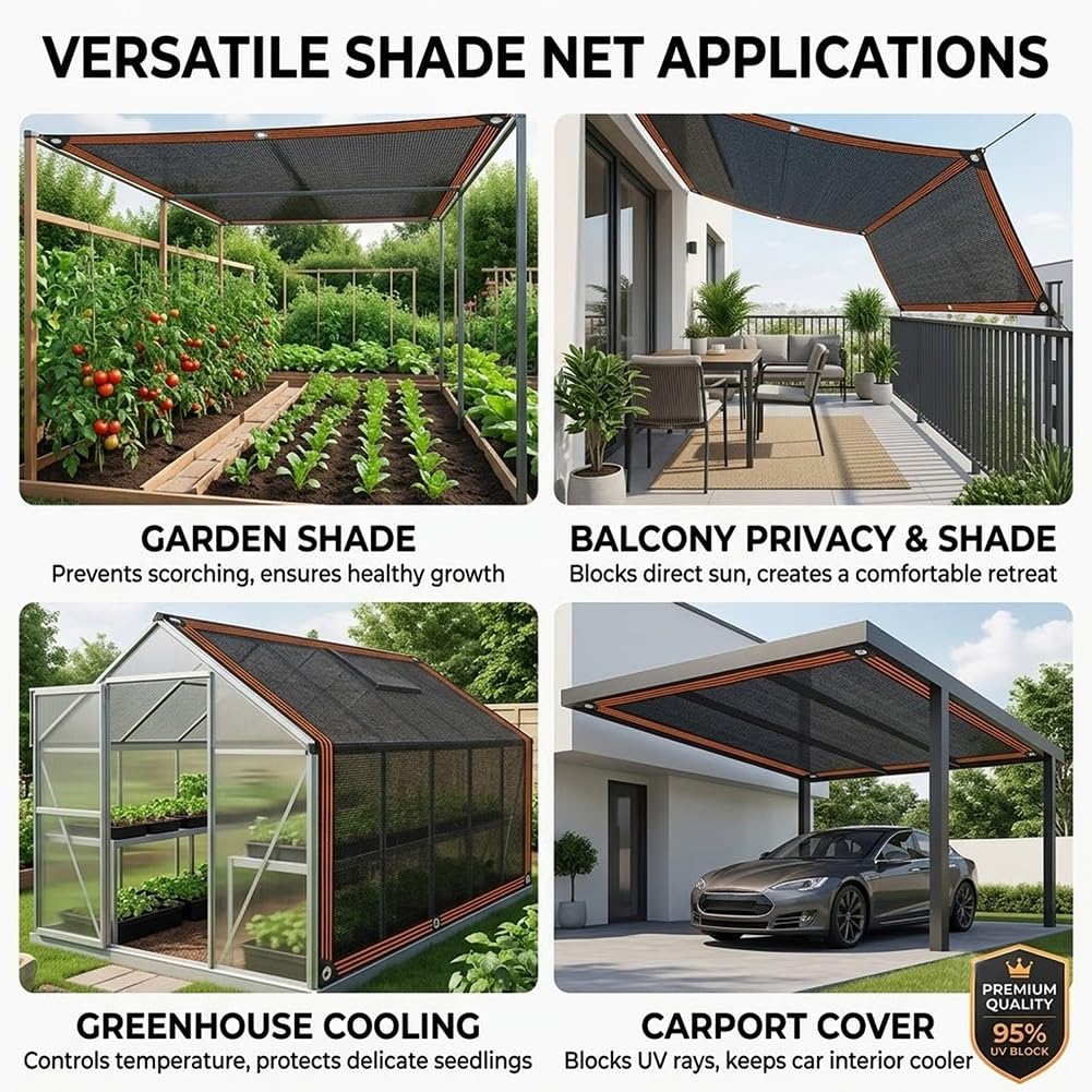 Genérico Red De Sombreado con Ojales, Mallas De Sombreo Jardin Permeable 90% UV Toldos Exterior Terraza Protección Solar Tela De Sombra HDPE Lonas para Sombras Permeable Al Agua Vela Sombra(6x15.0m)