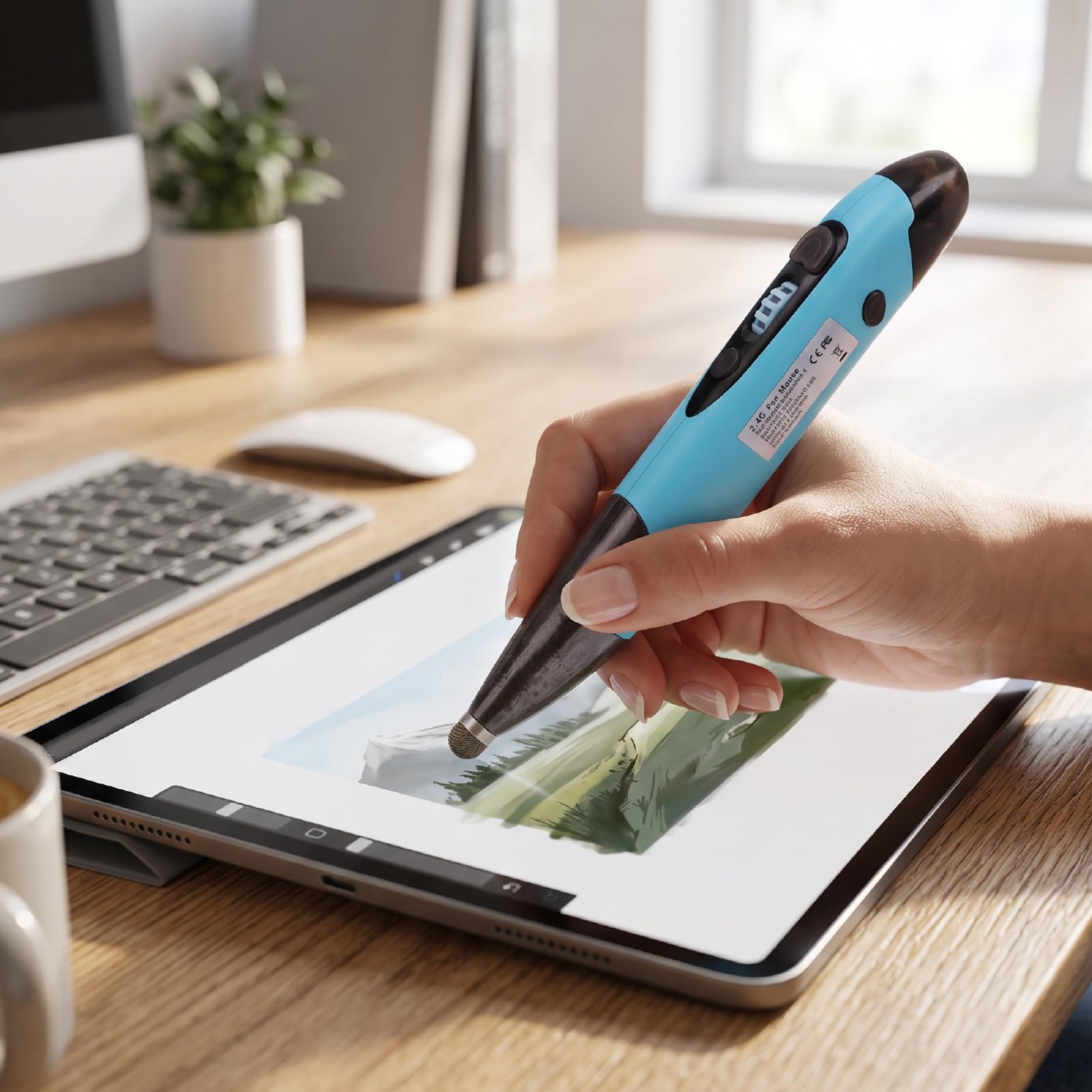 VBESTLIFE Ratón Tipo Lápiz Inalámbrico con 1600 dpi y Bluetooth 5.0 (Blue)