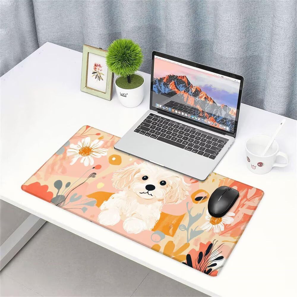 Alfombrilla de Mouse para Juegos, Giallo, XXL, Antideslizante, Impermeable, Diseño de Cane, Extendido, Grande, 1200x600x3mm, para PC, Laptop, Ufficio, Famiglia d-574