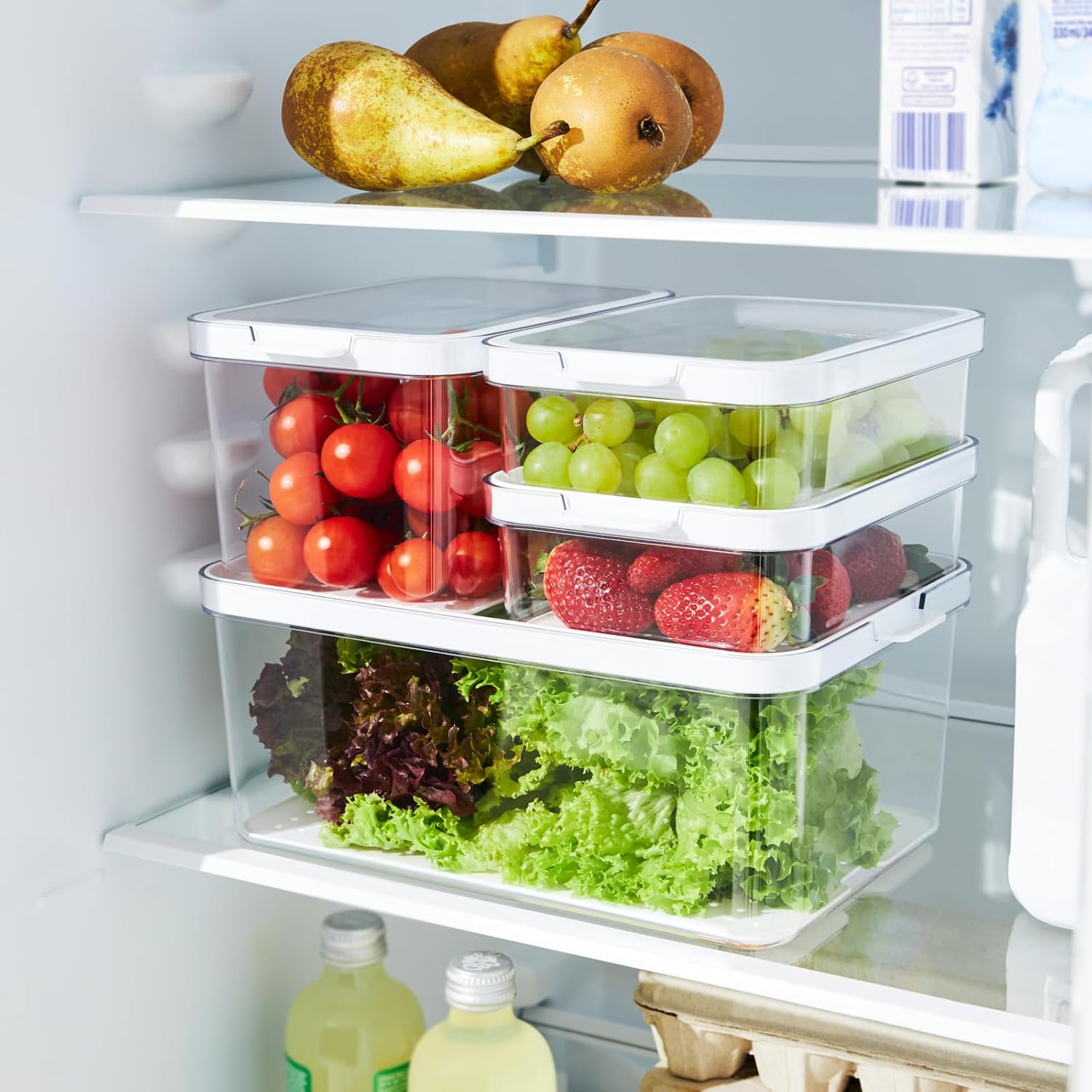 Rotho Cauma Set KS Organiser 5 pcs. CAUMA, Plastic (PP) BPA-free, white/transparent, (31.4 x 22.4 x 23.5 cm)