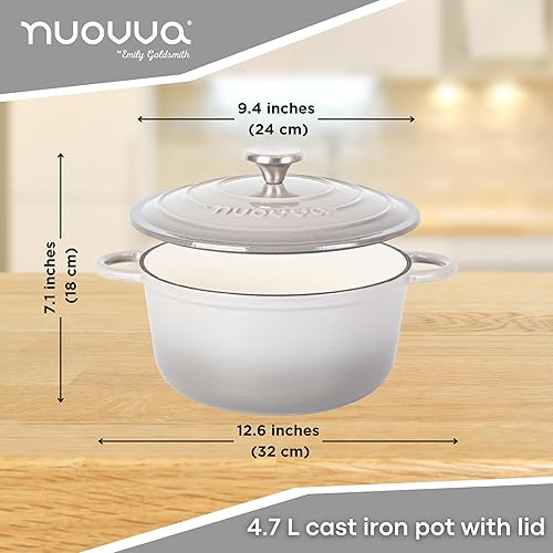 Vista 238 de Nuovva - Olla holandesa de hierro fundido con tapa – Cacerola esmaltada apta para horno hasta 500° F antiadherente – Utensilios de cocina Rojo