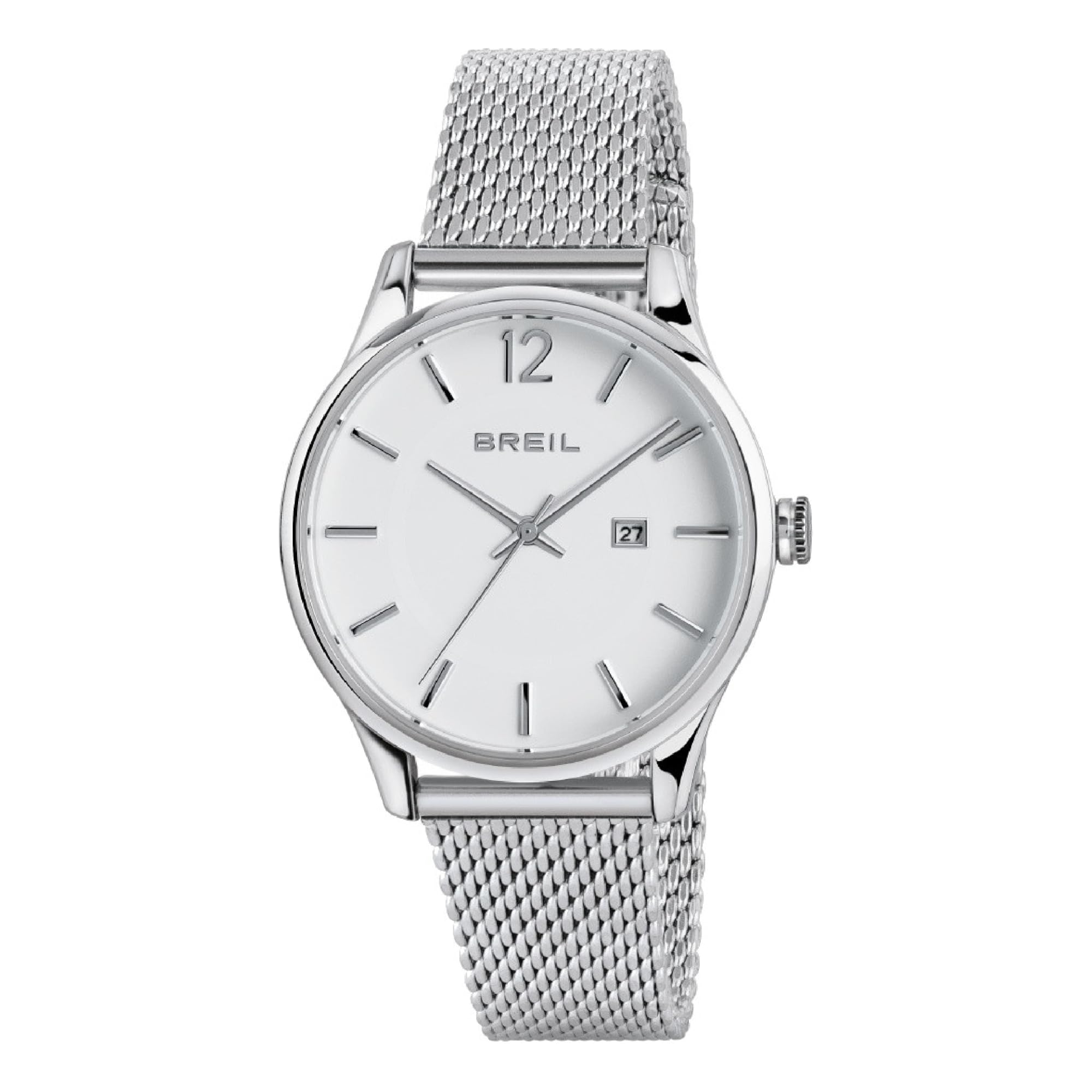 Breil, Collezione Contempo, Orologio Donna Solo Tempo, Quadrante Bianco, Bracciale in Acciaio a Maglia Milanese, Chiusura a Scorrimento, Cassa in Acciaio 33 mm, WR5 ATM,Idea Regalo Donna