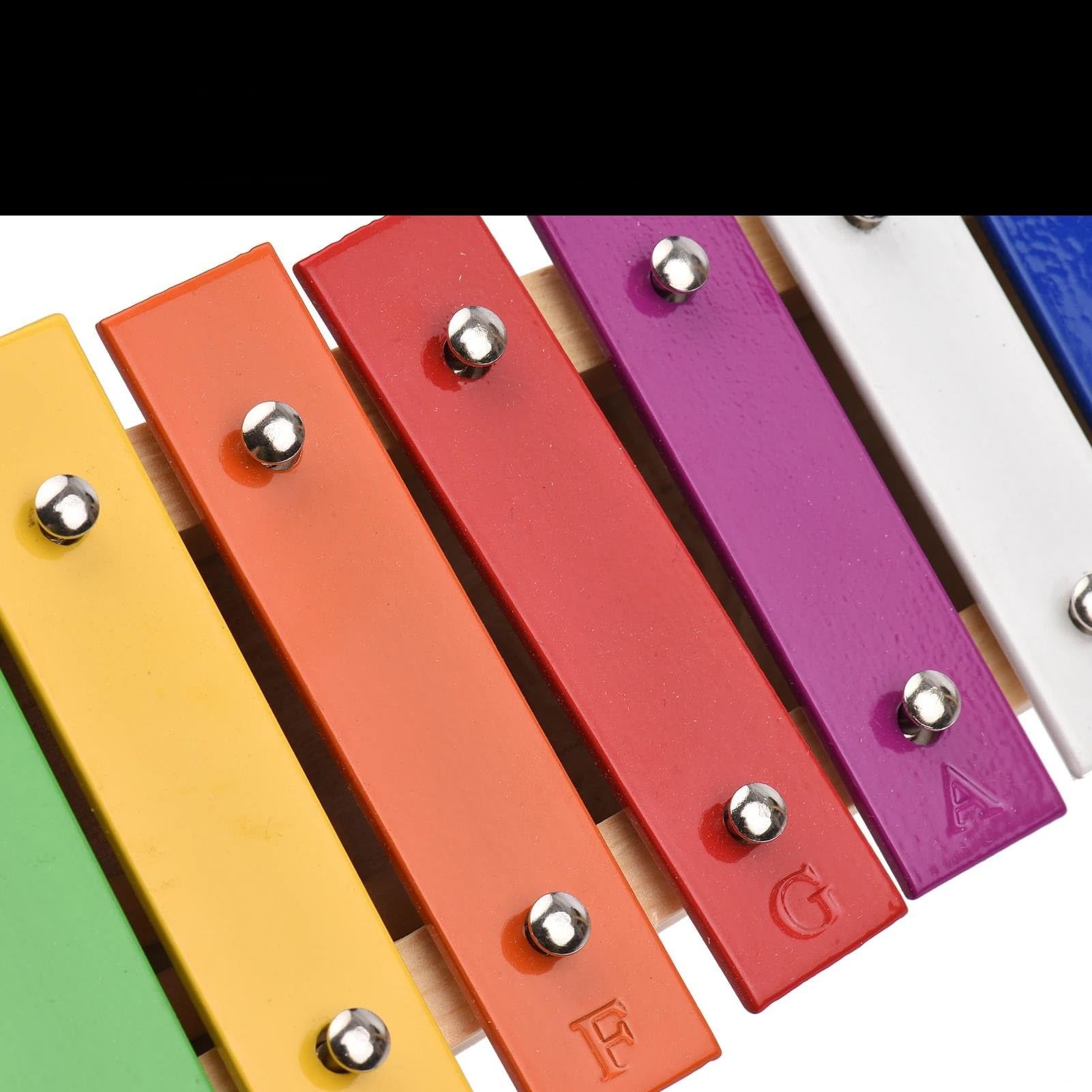 instrumento xilófono Xilófono Glockenspiel De 15 Notas Base De Madera Regalo De Percusión De Aluminio Colorido Con 2 Mazos