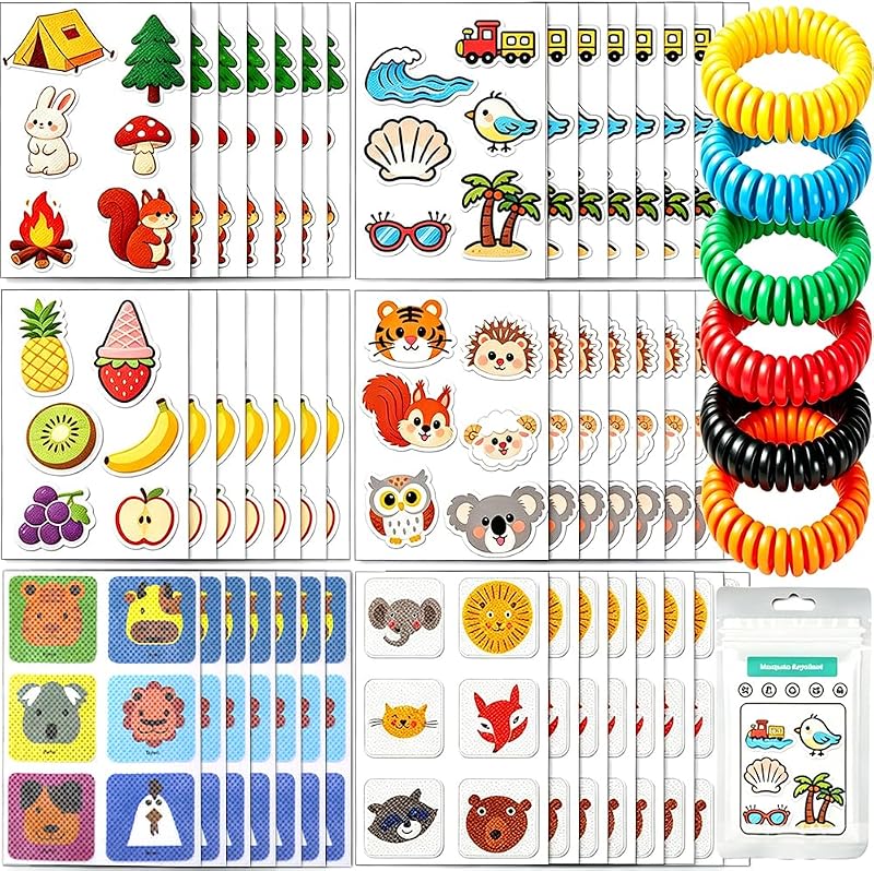 360Pcs Mosquito Patches Stickers, Individually Wrapped Natural Plant Based Mosquito Stickers for Kids Adult Outdoor Hiking, Camping, Fishing