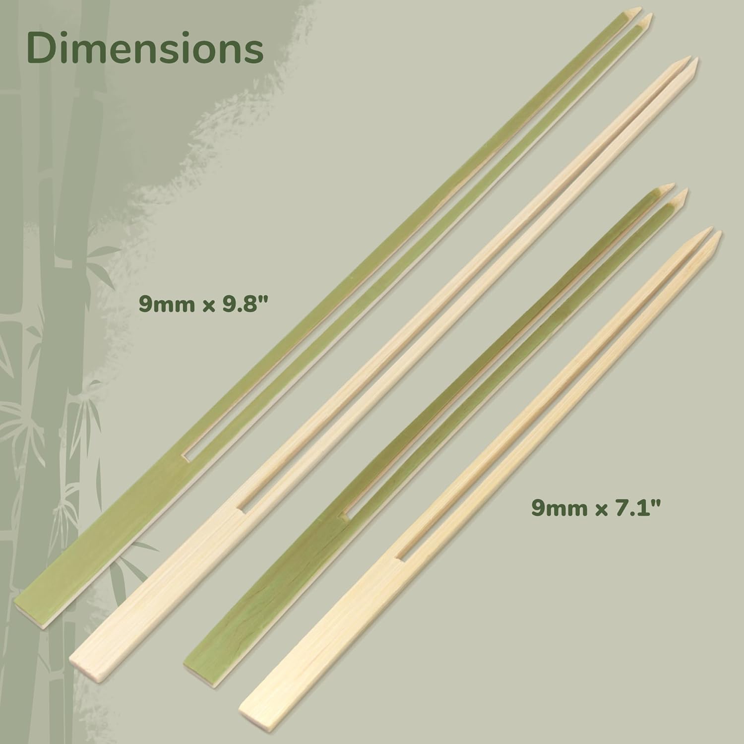 BambooMN 9mm Wide Bamboo Double Prong Fondue Sticks Barbecue Grilling Kabob Skewers, 9.8" Long, 300 Pieces