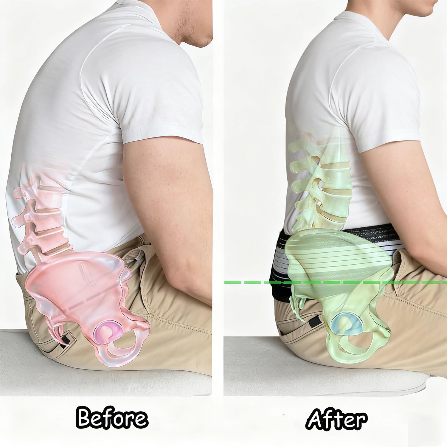 Ceinture de Soutien Sacro-Iliaque Lombaire, Stabilise Hanche, Soulage Douleurs Sciatiques Pelvienne Dos Grossesse