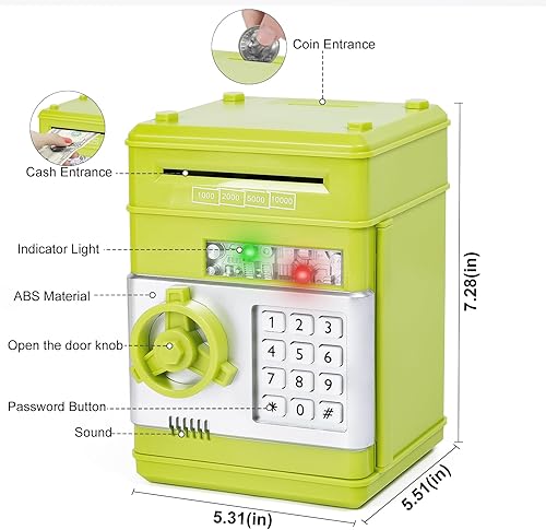 Miniatura 48 de Refasy - Alcancía electrónica con forma de cajero automático, para billetes y monedas, seguro para niños, regalo genial Rosa