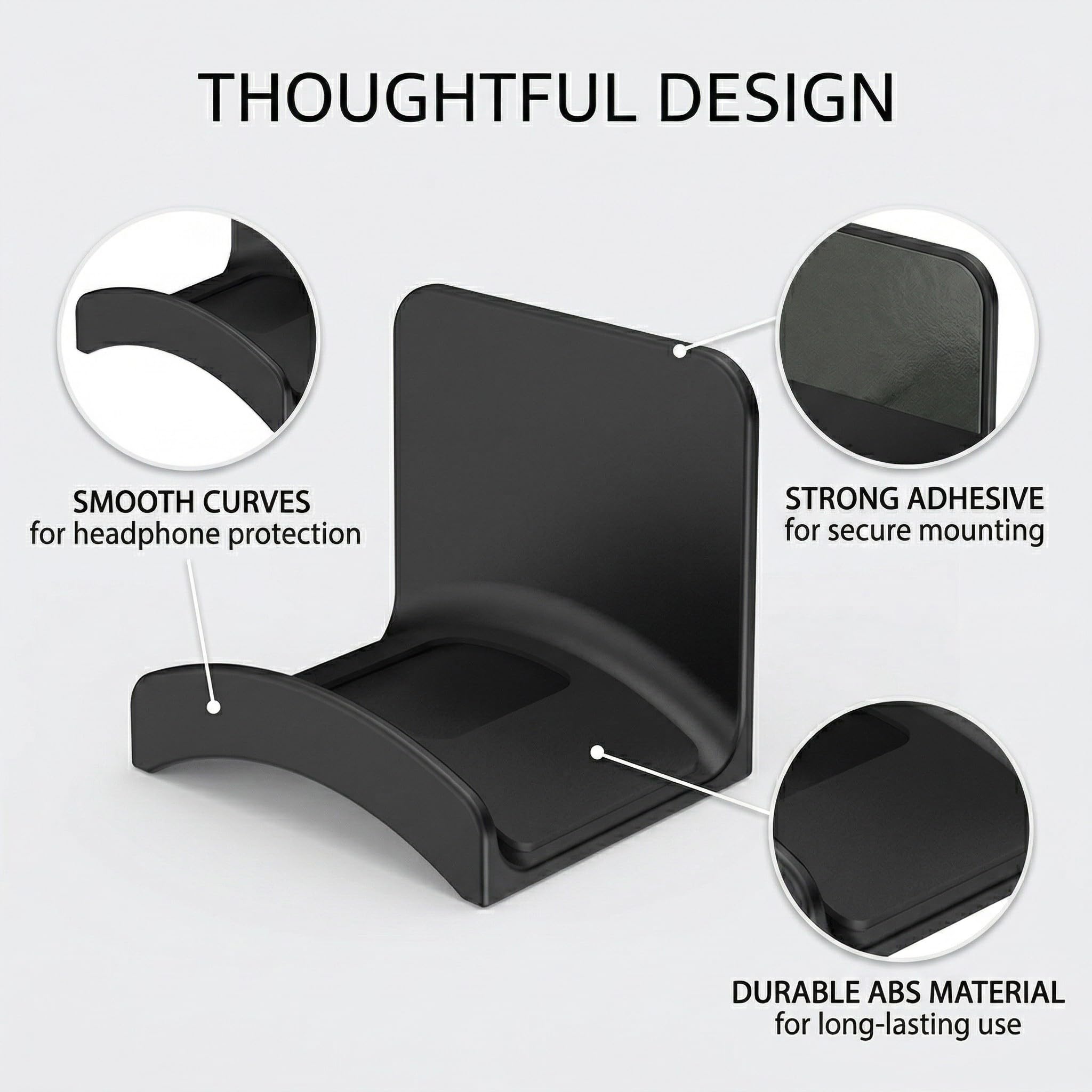 Set da 3 pezzi Supporto per cuffie, Gancio Adesivo Organizzatore, per Scrivania, Parete, Auto, Ufficio, Casa, Camera