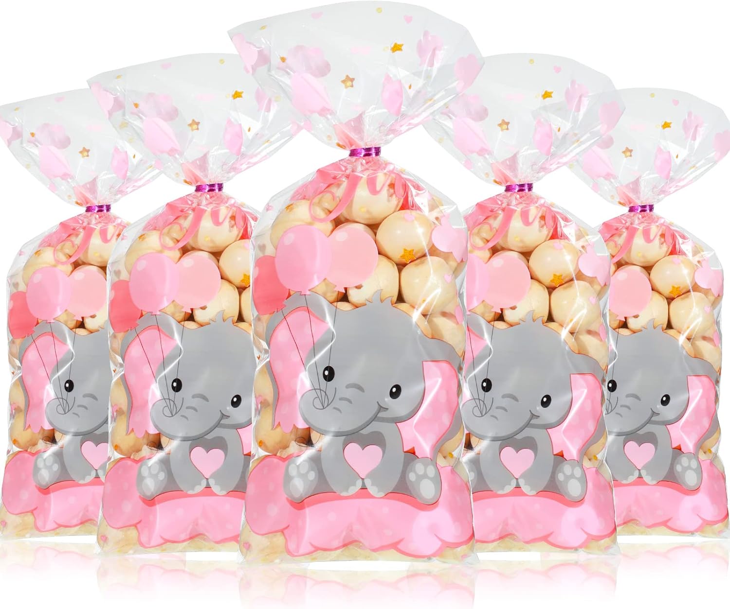 100 Pieces Baby Shower Cellophane Treat Bags Cute Candy