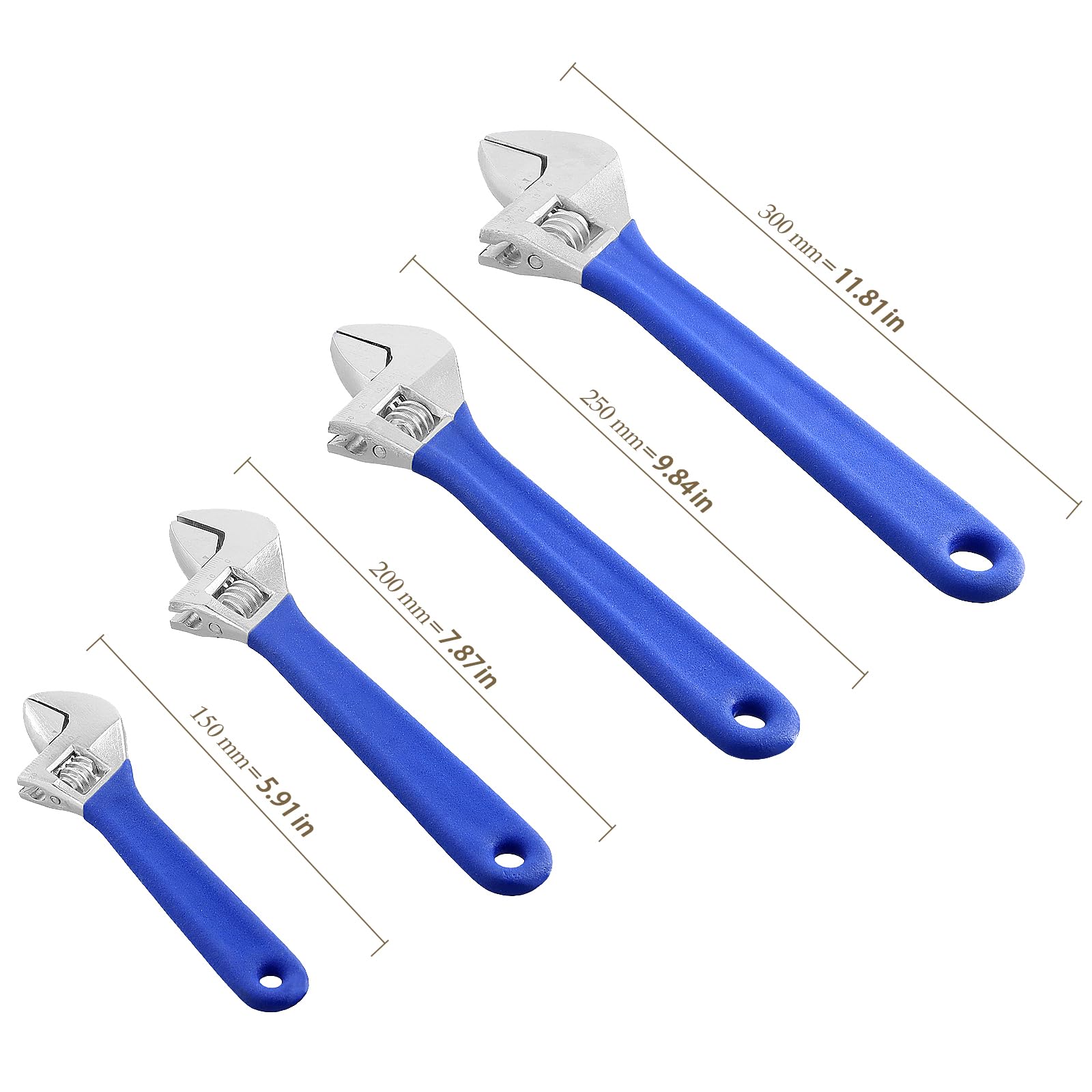 HEIHAK 4 Pieces Adjustable Spanners Set, Multi-Function Activity Wrench with Scale, Heavy Duty Spanners 6/8 /10/12 Inch - Image 2