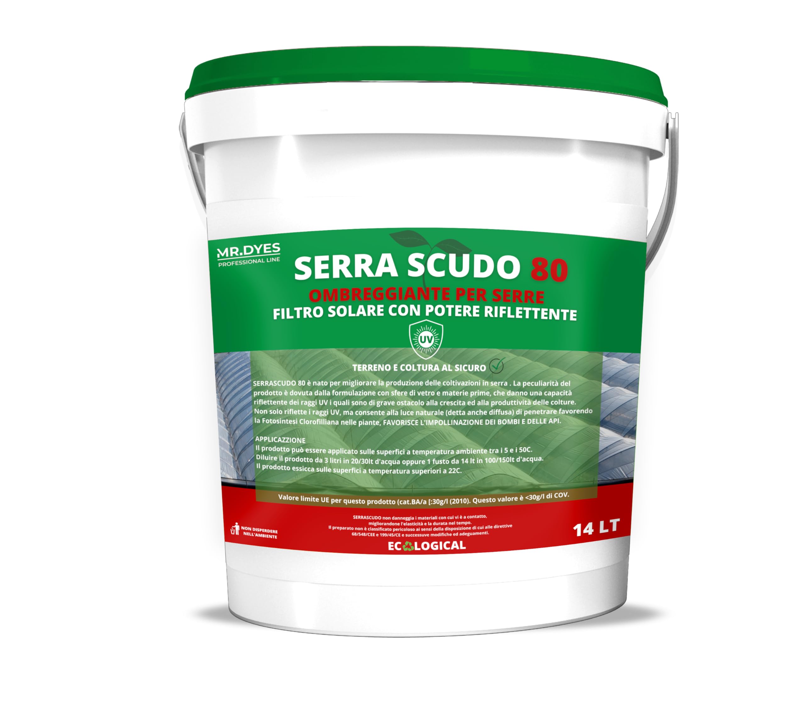 SERRA SCUDO 80 - VERNICE OMBREGGIANTE PER SERRE, FILTRO SOLARE UV 80% 14 LT. (14 LT)