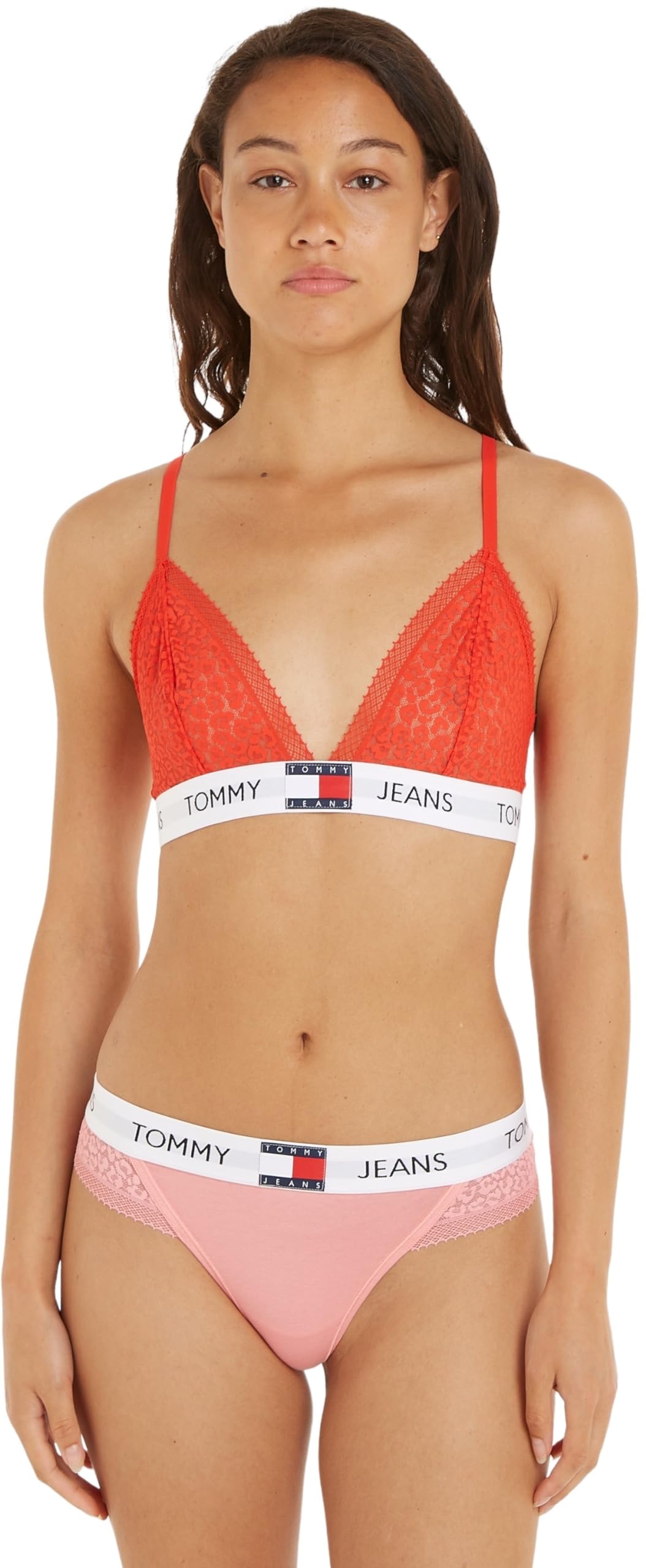 Tommy Jeans Women's Unlined Triangle (Ext Sizes) Uw0uw05156 Triangle Bras, Red (Hot Heat), S