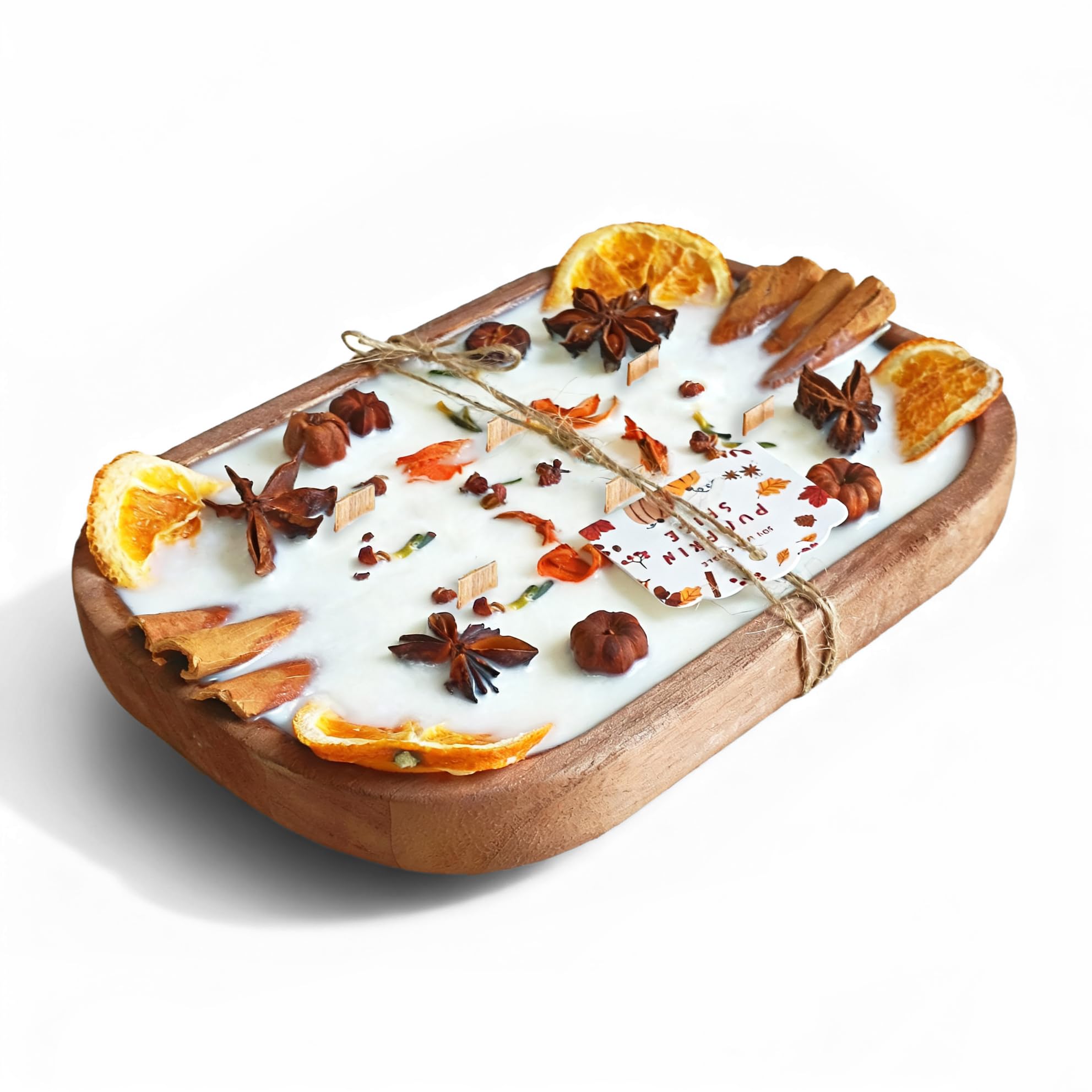 Njao Hoo, candela profumata in cera vegetale con olio essenziale, elimina gli odori, per casa rustica, regalo decorativo (3 stoppini, zucca)