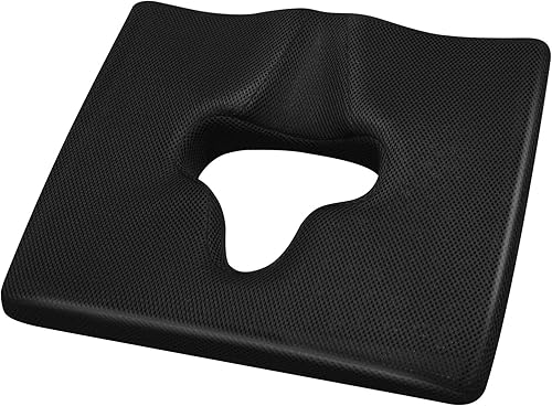 Bed Sore Cushion for Butt, Breathe Freely Fiber Anti Bed Sore Cushion, Gel Memory Foam T Shaped Opening Triangular Slope Design, for Elderly,