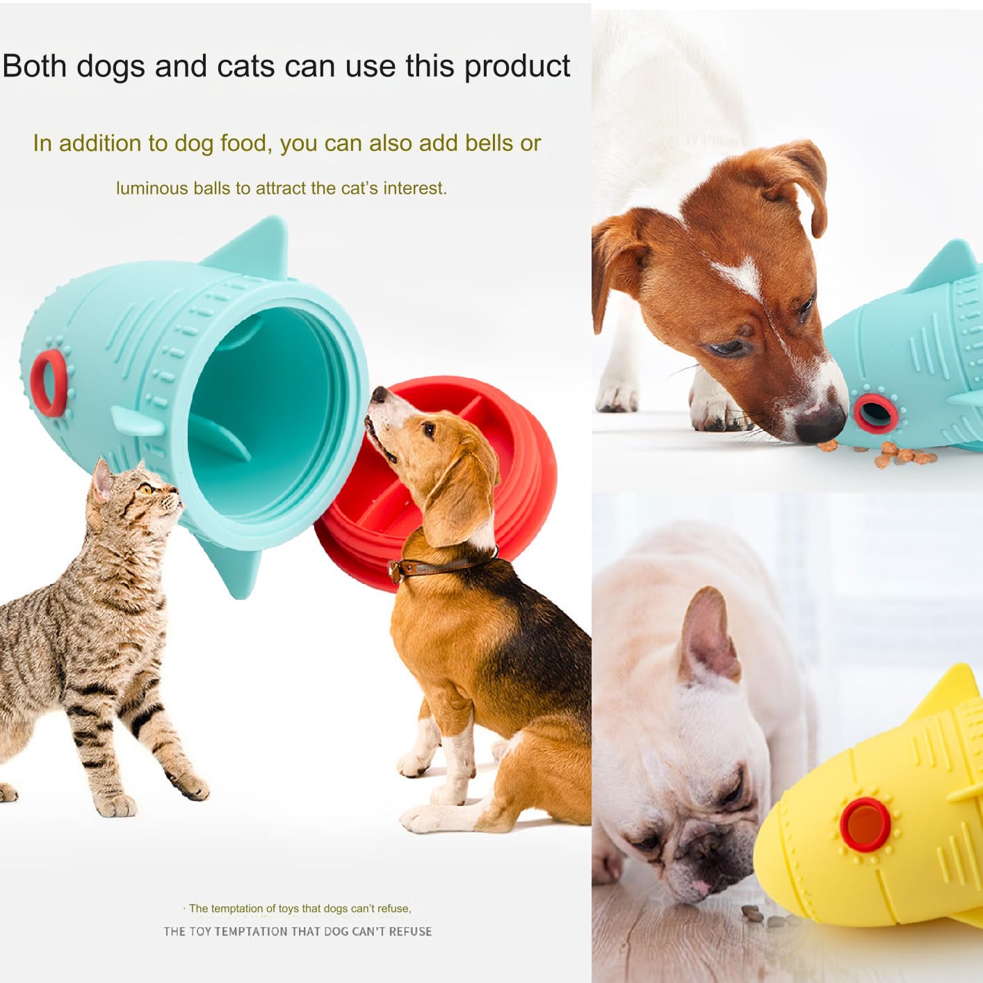 Juguete dispensador de golosinas para perros, juguetes dispensadores de golosinas de goma de cohete, juguetes interactivos para perros dispensadores de golosinas, juguetes para perros para