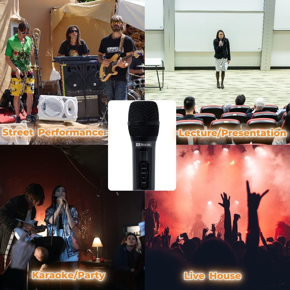 Wireless Microphone, US-88 Pro, MIC with Echo, Treble & Volume Control, UHF Handheld Dynamic Microphone with Rechargeable Receiver for Singing Karaoke Speech
