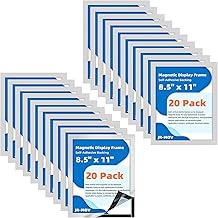 Magnetic Frames for Refrigerator, 20 Pack Double Sided Magnetic Sign Holder 8.5 x 11 for Display Picture Paper Document Flyer Page, Reusable Adhesive Frames for Walls Door Window Glass