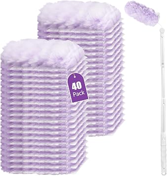 360 Duster Refills for S-wiffer Dusters,Multi Surface Thickened Heavy Duster kit for Cleaning inclue 40 Count Disposable Dust Refills with 1 Extension Handle