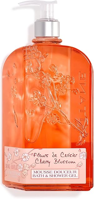 L'OCCITANE Cherry Blossom Bath & Shower Gel Luxury Size 500ml, Luxury Body Wash, Softening and Moisturising, Delicate & Floral Scent, Vegan Formula